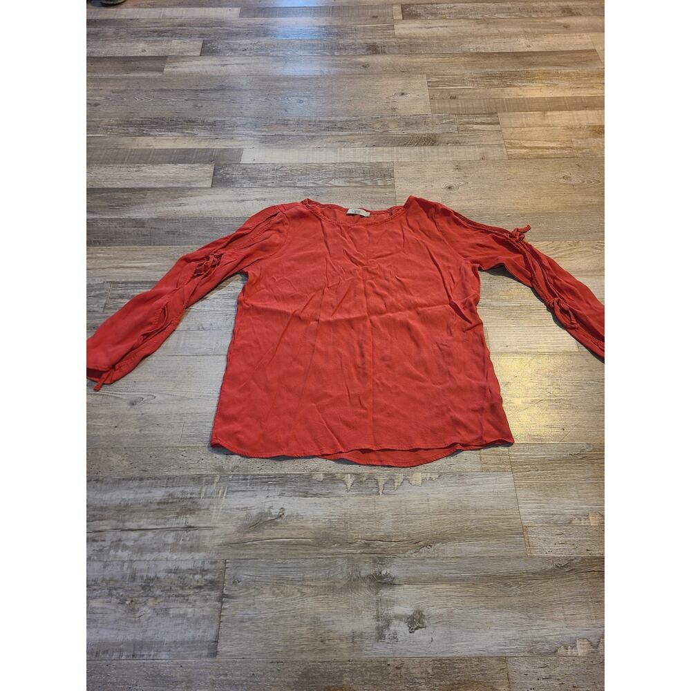 Dalia large women's orange blouse with tie sleeves